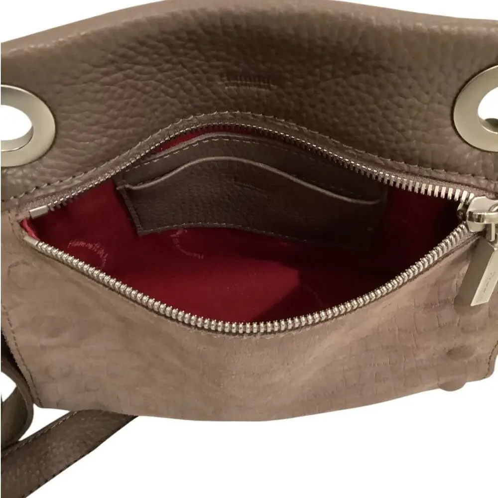 Hammitt Tony Small Taupe‎ Embossed Suede Crossbody Handbag Adjustable Strap - Picture 11 of 14